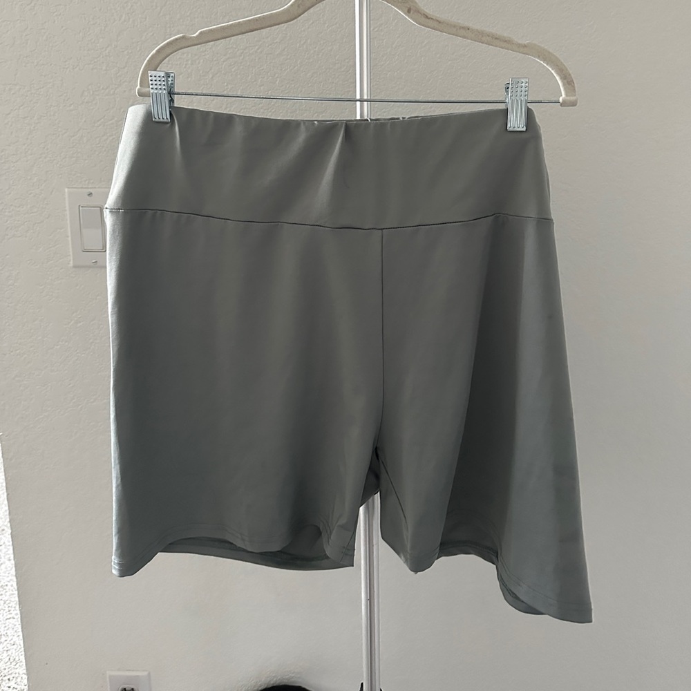 Women's Athletic High-Waist Gray/light teal bike Shorts